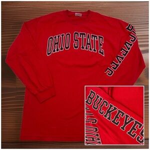 Ohio‎ State Buckeyes Men’s L Red Long Sleeve T-Shirt Football NCAA **READ